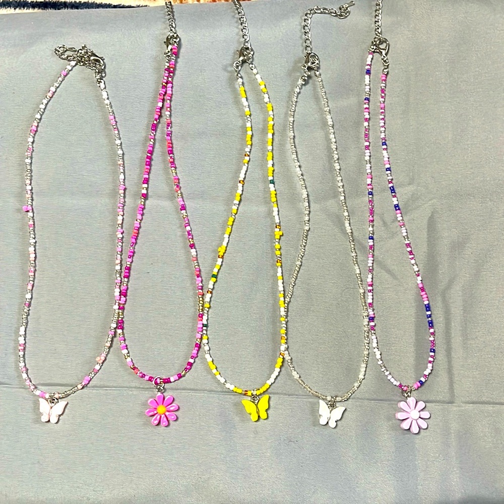 Flowers and butterflies necklaces for girls (5)